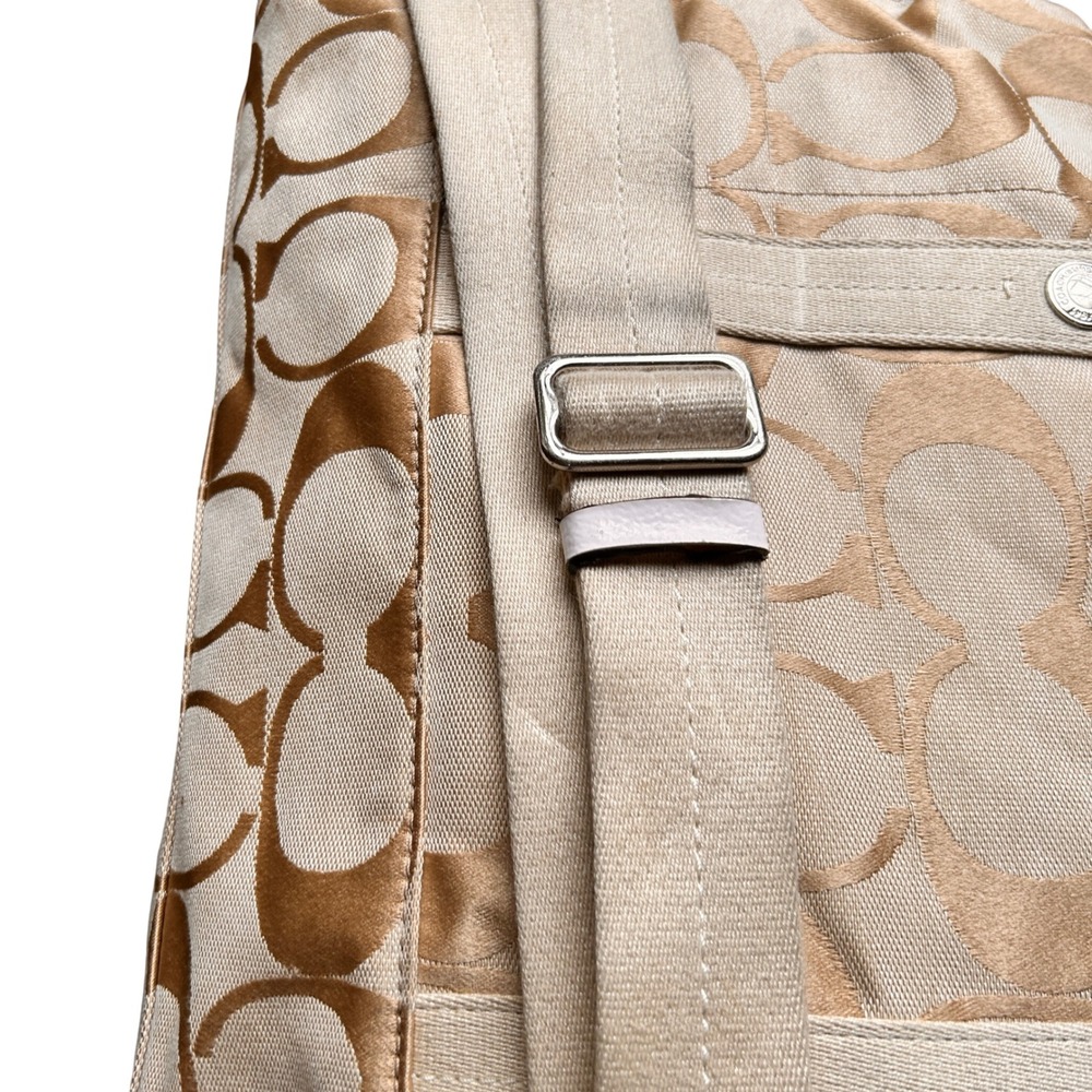 Coach Duffle Bag Large Gold Khaki Signature Jacquard Weekender Travel Bag - Picture 9 of 16